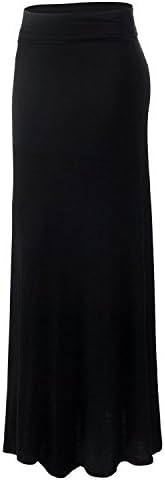 URBAN K Womens Basic Foldable High Waist Regular and Plus Size Maxi Skirts
