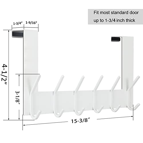 WEBI Perchero Puerta,Percha Puerta,Colgador Puerta,Gancho Puerta en con 6 Ganchos Dormitorio,Baño,4.5cm,Blanco