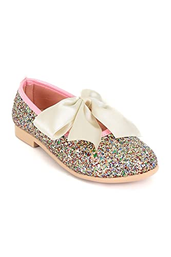 Girls Glitter Dress Shoes Sequin Mary Jane Footwear Flat Pumps