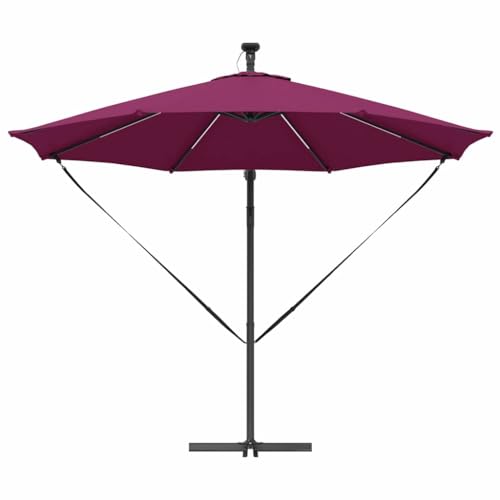 Sombrilla burdeos de 294x294 cm para disfrutar de tu terraza noche y día 6