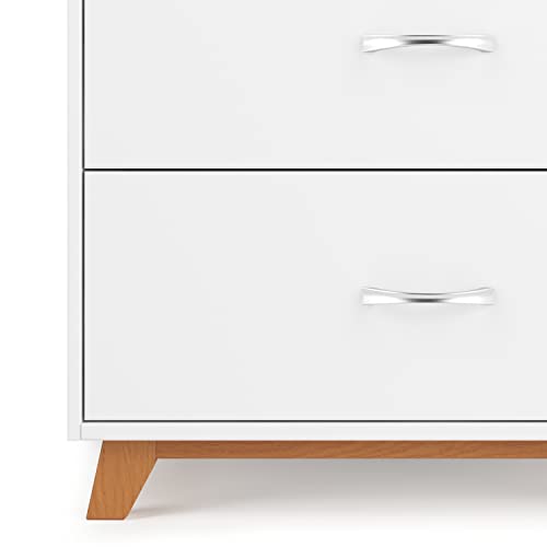 Child Craft Soho 3 Drawer Mid-Century Modern Dresser With Changing Topper, Anti-Tip Kit, Extra-Large Storage For Baby Nursery, Kid’s Room (White/Natural) #TOP6