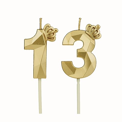 Geburtstagskerze Zahl 9 Mit 3D-Krone – Goldene Zahlenkerze Für Kuchen, Wiederverwendbar