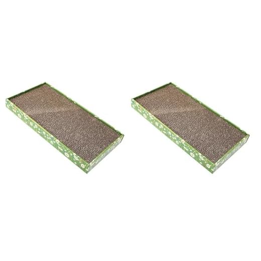 Croci - Arbre à Chat en Carton, 2 Couches Réversibles, avec Pieds Antidérapants, y Compris Sachet d'herbe à Chat, Style Fiori, 45 x 25,5 X 5 cm (Lot de 2)