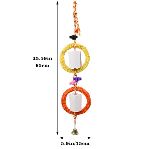 Image of Bird Chewing Toys, Parrot Shredding Toys, Vine Ring Toy with Machine Paper, Bird Cage Accessories, Suitable for Small and Medium Birds Parakeets Cockatiels Conures Budgie Lovebirds