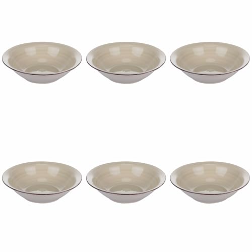 Lot de 6 assiettes creuses Ø 21,2 cm en grès peint à la main, sable, 4 tons