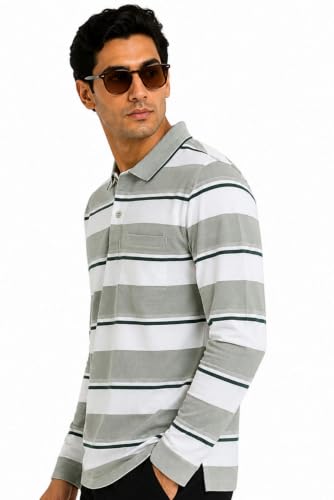 Image of SANE ORIGINALS Men's Full Sleeve Polo T-Shirt with Pocket, Premium Cotton Blend Collar Neck Tee