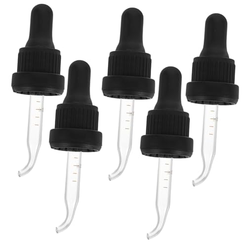 SHERCHPRY 5pcs Essential Oil Dropper Caps with Graduated Tips Measurement Covers for Accurate Aromatherapy Perfume Herbal Extracts Leak Design for Versatile Use