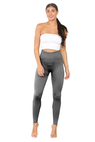 Leggings côtelés premium charbon en maille sans couture douce