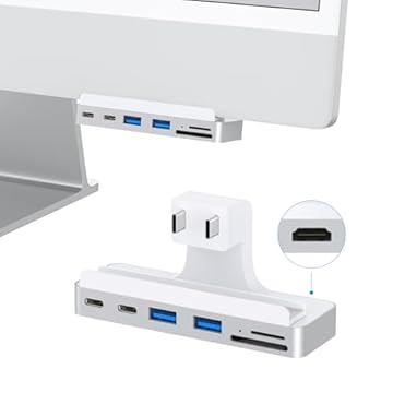 Hub USB C para iMac de 24 polegadas (M1/M3), adaptador USB iMac multiportas com 4K HDMI, Tipo-C 10Gbps, leitor de cartão SD/TF, hub iMac para iMac 2021 de 24 polegadas (M1)/iMac 2023 de 24 polegadas