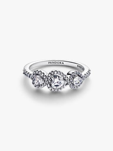 Miniatura 2 de PANDORA Anillo de plata para mujer Halo Corazón Trilogía 194413C01