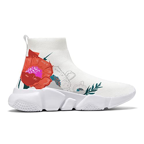 Women's Sock Shoes Japanese Flower Shoe for Women High Top Tennis Fashion Sneakers3