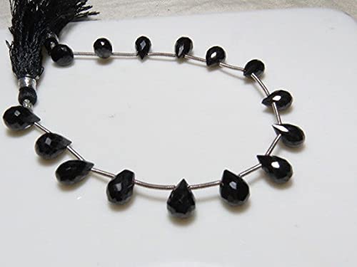 Spinel noir naturel de qualité supérieure perles facettées 7x11 mm