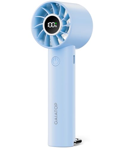 Gaiatop Portable Mini Fan 3 Speed Handheld Fans with Power Display Flashlight USB Rechargeable Battery Lightweight Personal Cooling for Women Men Indoor Outdoor Travel Blue