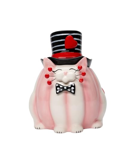 Cosmos Gifts 21077 Ceramic Valentine's Whisker Cat Candy Jar 6 1/2