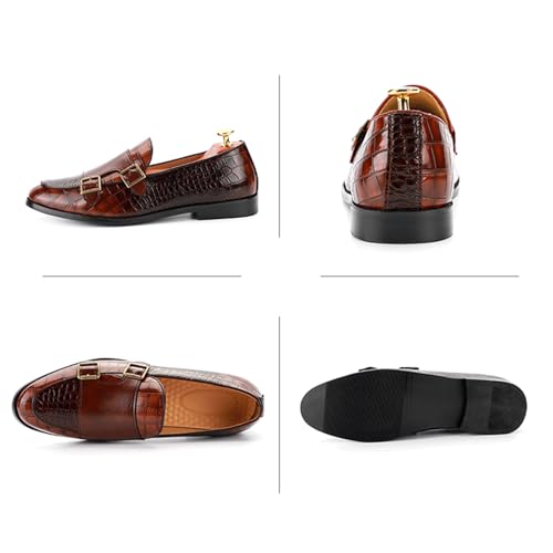 Men's Double Monk Strap Slip On Loafers Leather Formal Business Casual Comfortable Dress Shoes for Men4