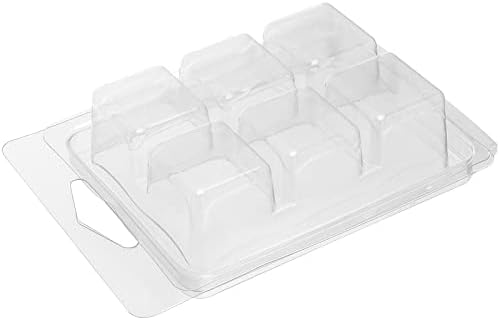 ZEONHAK 100 Pack Plastic Wax Melt Molds, 6 Cavity Clear Wax Melt Clamshells Molds, Plastic Wax Melt Clam Shells Moulds Cube Tray for Candle and Soap Making
