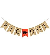 NUOBESTY Party Banner Pig Out Garland Swallowtail Burlap Banner Wall Hanging Decoration for Funny...