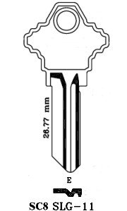 JMA SLG11E Key Blank Replacement for Schlage E SC8/1145E (BR) (50-Pack)