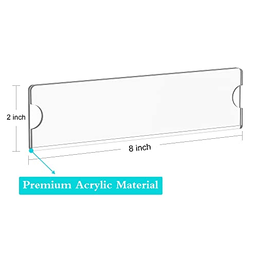 Richboom Acrylic Wall Name Plate Holder, 2x8 Inch, 10 Pack Clear Acrylic Sign Holder Frame with Adhesive Tapes, Door Plates for Home, Office, Classroom