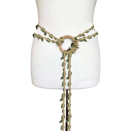 Renaissance medieval belt, linen and leafy hand-woven belt4