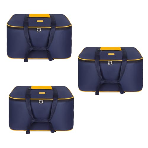 Image of M MEDLER STG-2K 85 Liters Large Underbed Storage Bag Moisture Proof Cloth Organiser with Zippered Closure and Handle (Blue - yellow), (58x48x30cm) Rectangular- PACK OF 3