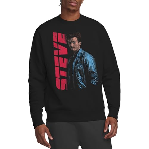 Sweatshirt Stranger Things Steve noir unisexe en coton pour fan de série TV