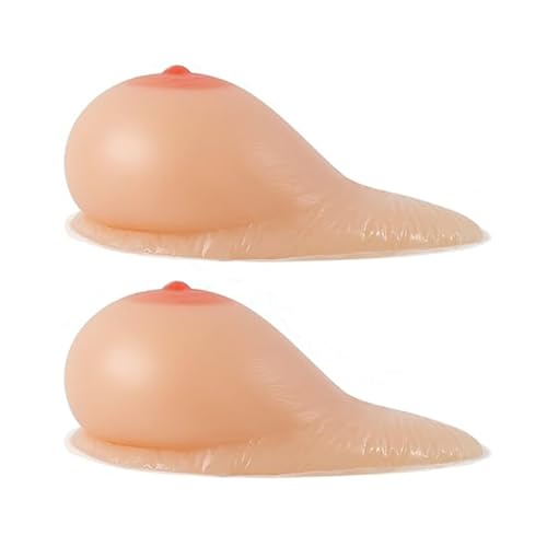 Realistic Sagging Drop Silicone Breast Forms Self Adhesive Prosthesis Fake Boobs Bra Pads Inserts for Crossdresser/Mastectomy Patient/Transgender(1400g/Pair, Nude)2