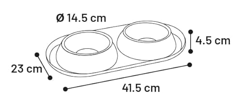 Flamingo Ciotola Doppia "Duo Dinner Grafa" 14,5 Cm 2X500 Ml Grigio Scuro - 5