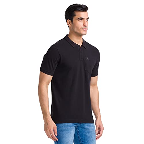 Image of Parx Men's Pure Cotton Solid Pattern Regular Fit Rib Collar Polo Neck Half Sleeve Casual T-Shirt