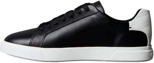 Calvin Klein Donna Sneakers con Suola Preformata Low Moire in Pelle, Nero (Black/Bright White), 39