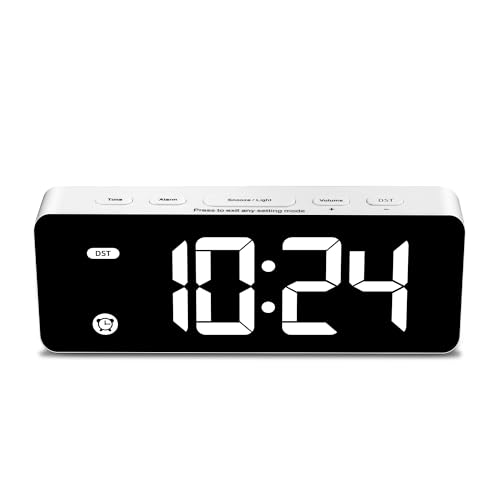 Image of HODIK Alarm Clock for Kids Bedrooms, Small Digital Clock, 4 Dimmable Backlight, 3 Adjustable Volumes with Snooze Function (White)