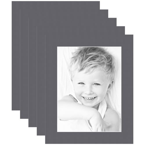 9x12 Granite/Mountain Grey Custom Mat for Picture Frame with 5x8 Opening Size (Mat Only, Frame NOT Included) - 5 Pack