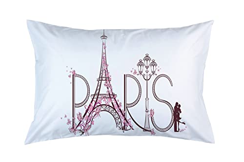 Paris Eiffelturm mit Liebe Mädchen Jungen Kissenbezüge Kissenbezüge Schlafzimmer Dekor Dekoration rechteckig zweiseitig bedruckt 50,8 x 76,2 cm Hotel Cafe Auto Sofa Kissenbezug Cover