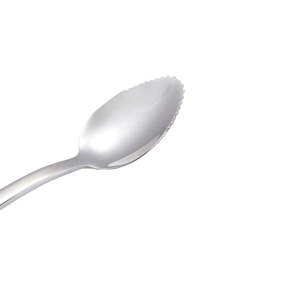 YFOX łyżka do owoców łyżka do grejpfruta łyżka deserowa ze stali nierdzewnej, łyżka deserowa, skrobaczka, ząbkowana krawędź 2 sztuki