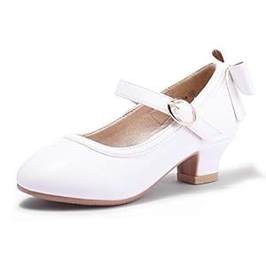 PANDANINJIA Girls Toddler/Little Kid Jada Dress Mary Jane Pumps Bow Low Heels Party Wedding Princess Shoes