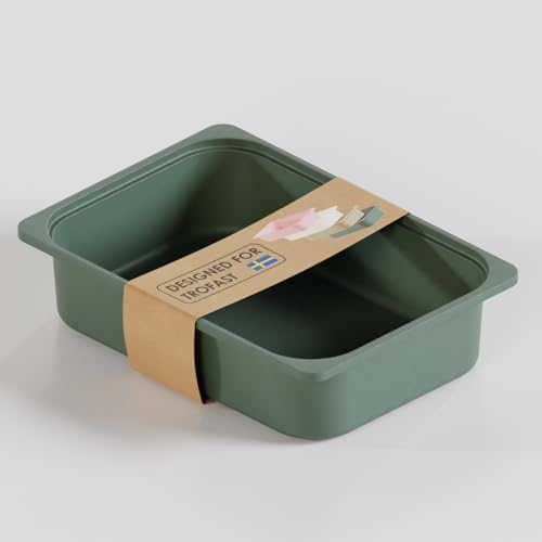 TRÖVI Box 42 x 30 x 10cm für Trofast Regale robuste Kiste aus Kunststoff Weiß Beige Rosa & Eukalyptus Aufbewahrungsbox aus Kunststoff für Kinderzimmer Spielzeug und Haushalt (Eukalyptus)