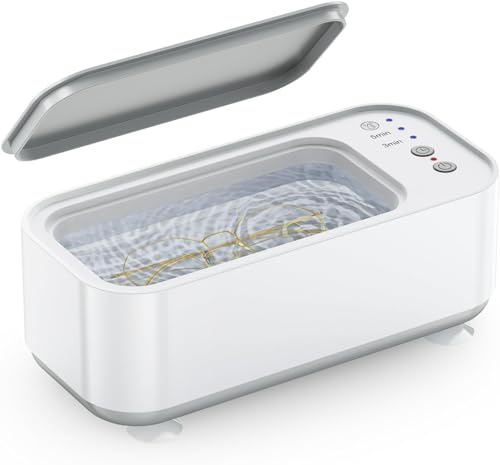 Ultrasonic Jewellry Cleaner 48kHz Ultrasonic Cleaner Professional Sonic Cleaner with 3 Modes Digital Timer One-Touch Operation Ultrasonic Cleaning for Jewellery Glasses Dentures Ring Silver