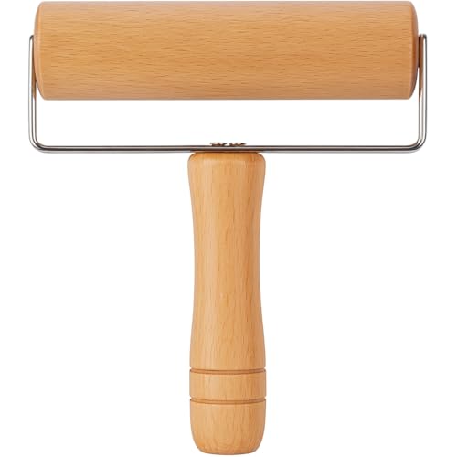 Fitto 10cm Wooden Rolling Pin Premium Natural Beechwood Dough Roller for Baking Pastry Pizza and Cookies Ergonomic Design for Easy Handling