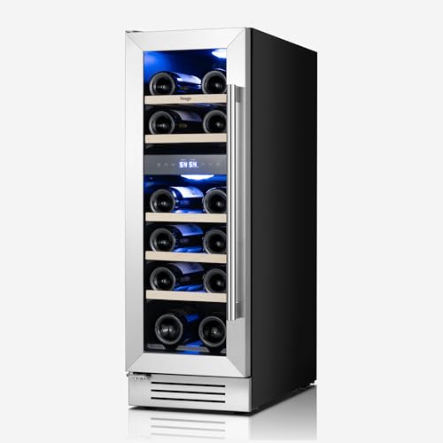 Image of Yeego 12 Inch Dual Zone Wine Fridge, 17 Bottle Wine Cooler with Left-Hinged