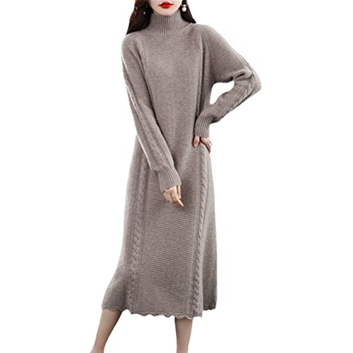 Robe 100 % cachemire pour femme | Col roulé luxe en laine camel