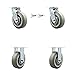 Thermoplastic Rubber Flat Tread Swivel Top Plate Caster Set of 4 w/6" x 2" Gray Wheels - Includes 2 Swivel with Bolt on Swivel Locks & 2 Rigid - 2000 lbs Total Capacity - Service Caster Brand