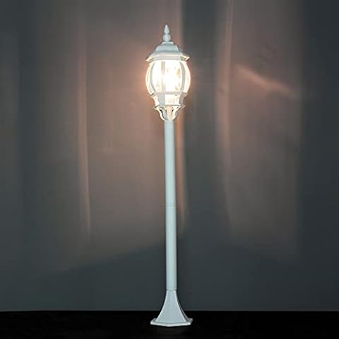 Farola de exterior BREST en cristal y aluminio blanco E27 IP23 115,5 cm Cover