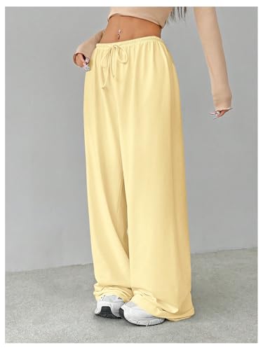 Verdusa Women's Loose Wide Leg Sweatpants Elastic Drawstring Waist Casual Long Pants4