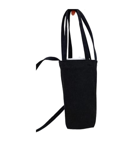 AYWTIUN Bolsa Porta Botella de Agua Bolsa for Botella de Agua, Bandolera, Protector de Taza, Funda Protectora de Lona con Correa, portabotellas para Deportes Senderismo Viajes(Black)