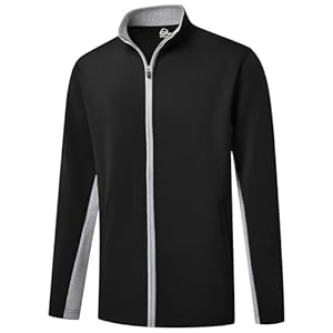 DEOLAX Mens Track Jacket Classic Full Zip UP Casual Fit Outerwear Lightweight Soft Long Sleeve Collar Golf Jackets for Men