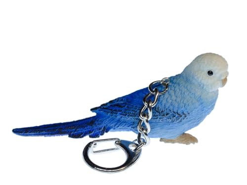 Miniblings Budgie Key Ring Chain Bird Blue