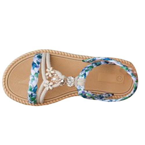 Sandalias bohemias con tiras trenzadas para mujer, con tacón de cuña baja, puntera plana, sandalias bohemias para caminar, verano, playa, cómodas, informales, elegantes, zapatos planos para mujer Sandalias bohemias con tiras trenzadas para mujer, con tacón de cuña baja, puntera plana, sandalias bohemias para caminar, verano, playa, cómodas, informales, elegantes, zapatos planos para mujer