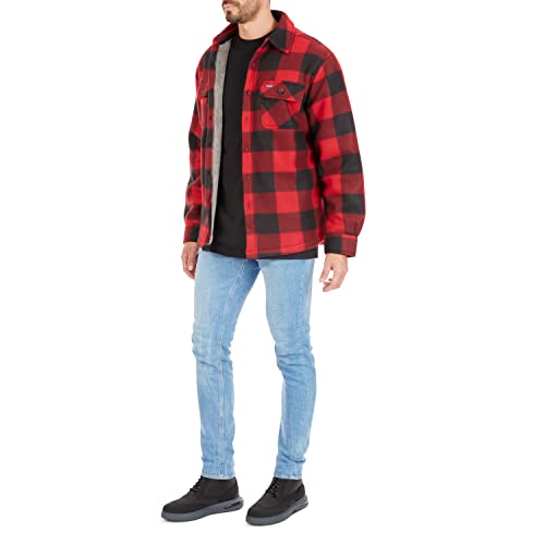 Image of Smith's Workwear Men's Sherpa-lined Plaid Fleece Shirt Jacket