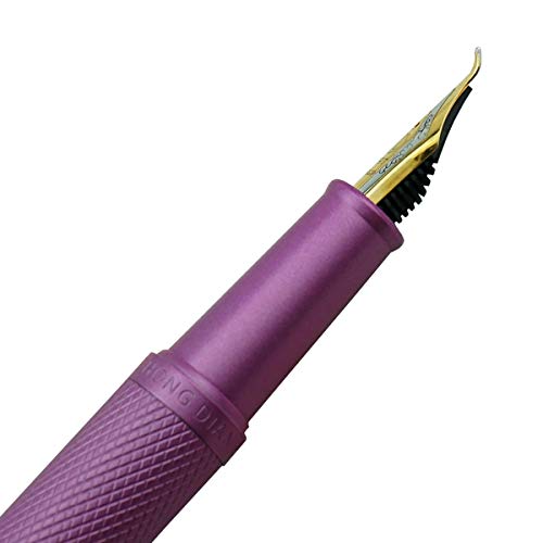 Image of Asvine Pink Forest Fountain Pen Bent Nib, Classic Design with Converter and Metal Pen Case, The Light of Hope Serise