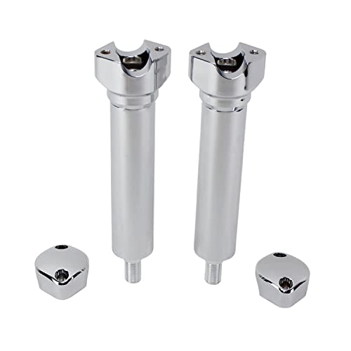 Powerjames 8.0" Tall Chrome Springer Softail Handlebar Risers With 1.0 Inch Clamping Cover For Harley Davidson Flsts Fxsts (1.0 Inch) #TOP6